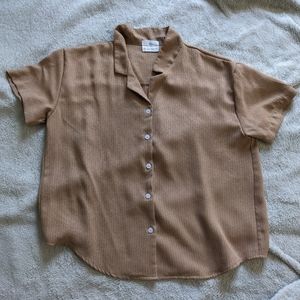 Mocha Brown Short Sleeve Blouse